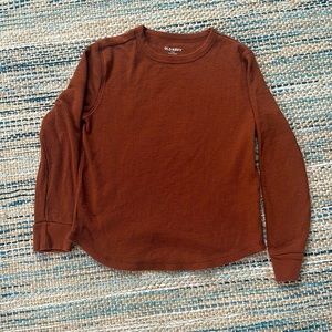 Burnt orange waffle knit long sleeve shirt